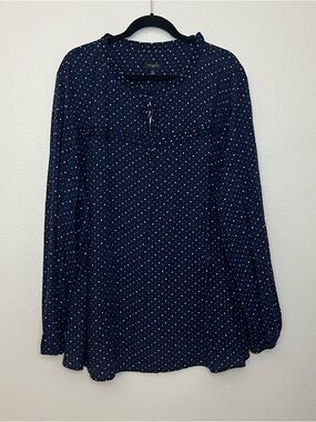 Talbots plus PLEATED NECK DOT PRINT TOP - NWT woman’s Plus size 3X